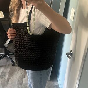 Dragon Diffusion Triple Jump woven-leather basket tote bag rare black color